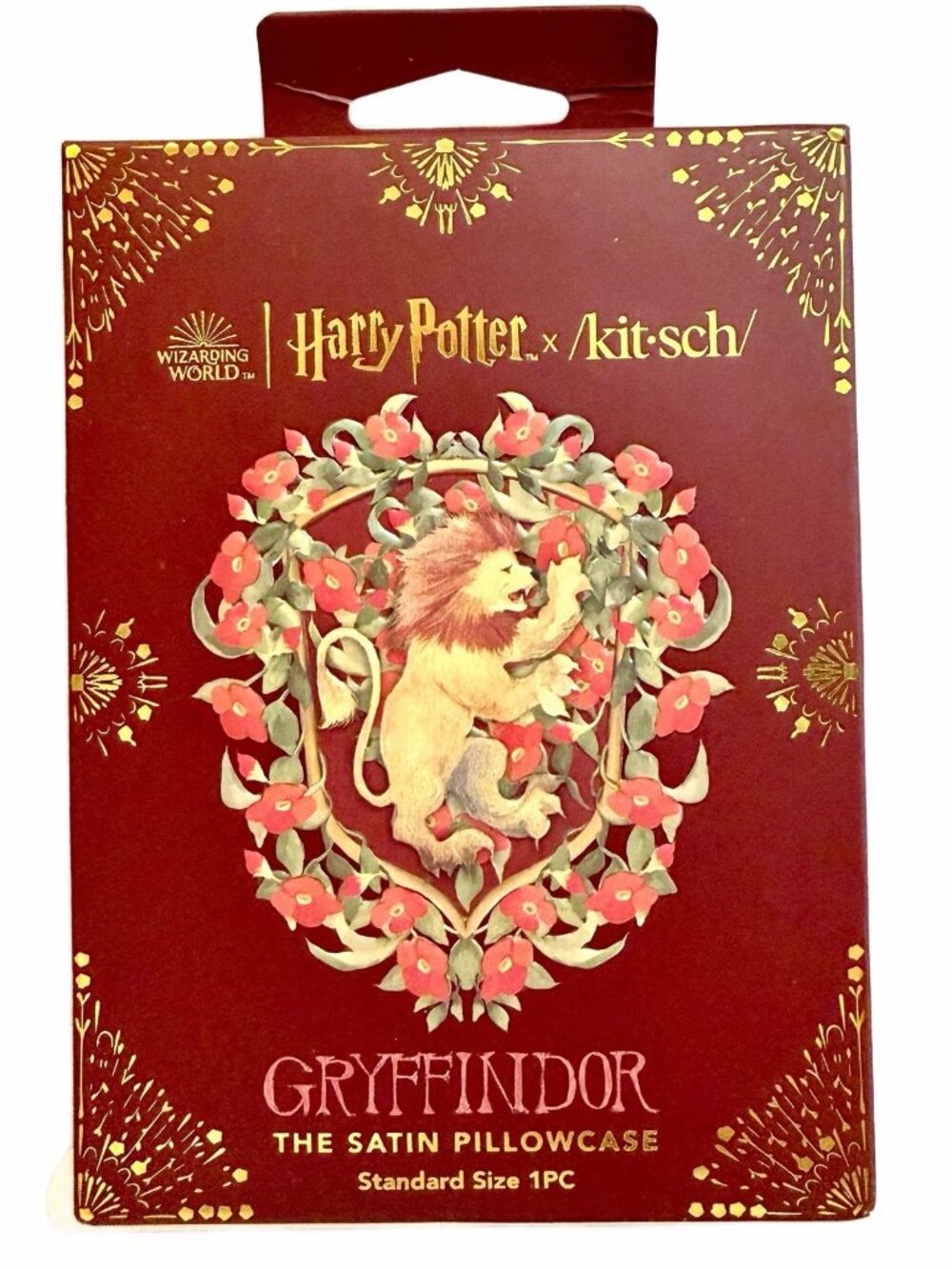 Kitsch x Harry Potter Gryffindor Satin Zipper Pillowcase Standard/Queen New